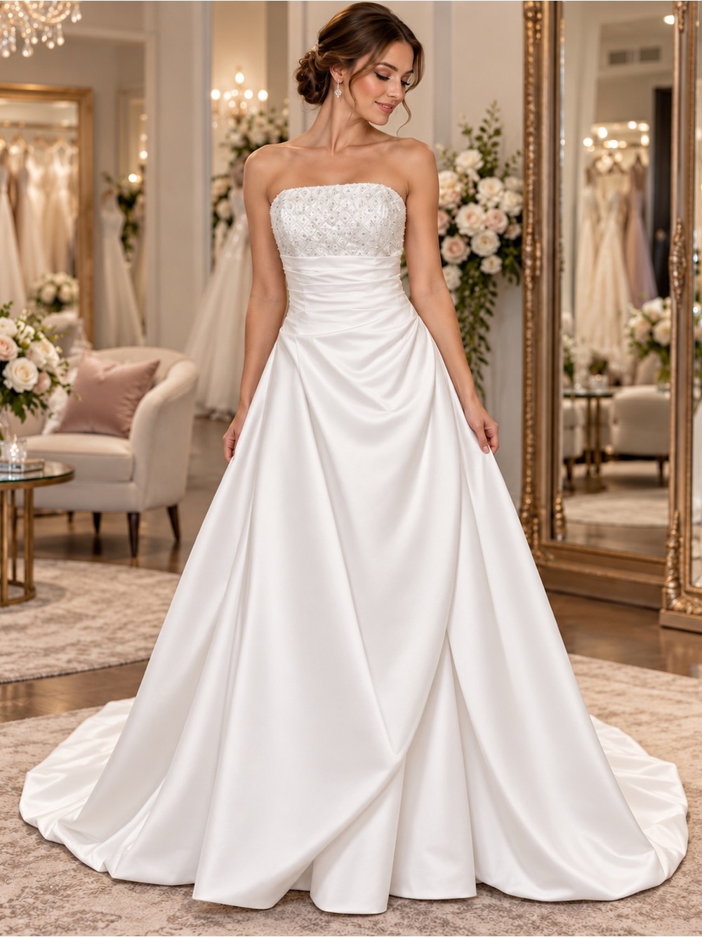 Wedding Dress Size 12 NWT White Beaded Sequin Long Train Bridal Gown Corset Tie